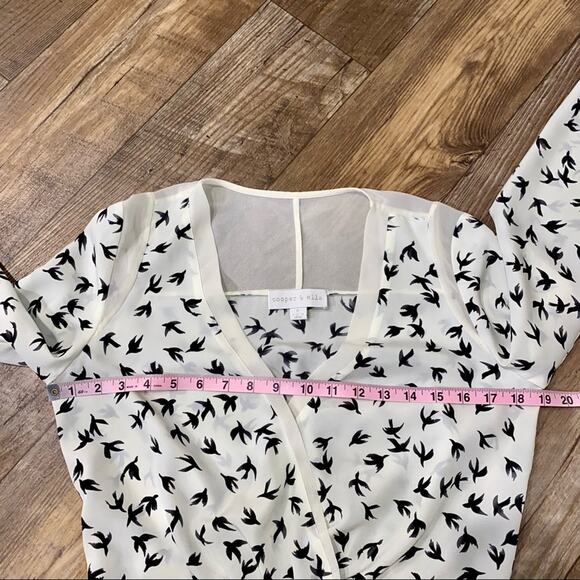 Cooper & Ella Sparrow Bird Print Peplum Top Size Small - Picture 9 of 12